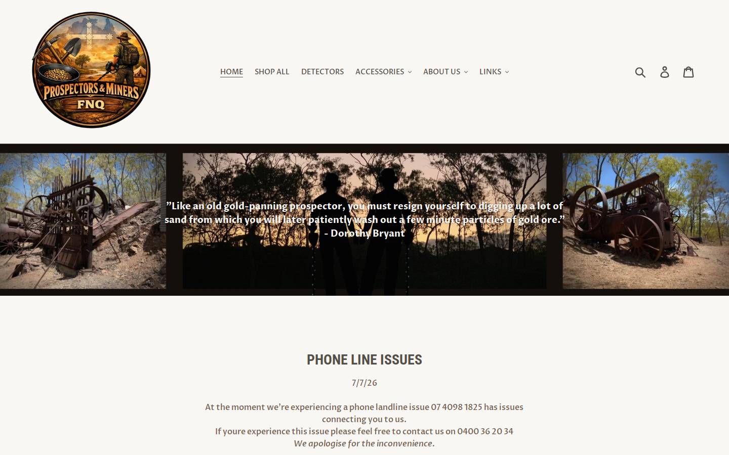 prospectorsandminersfnq.com homepage screenshot