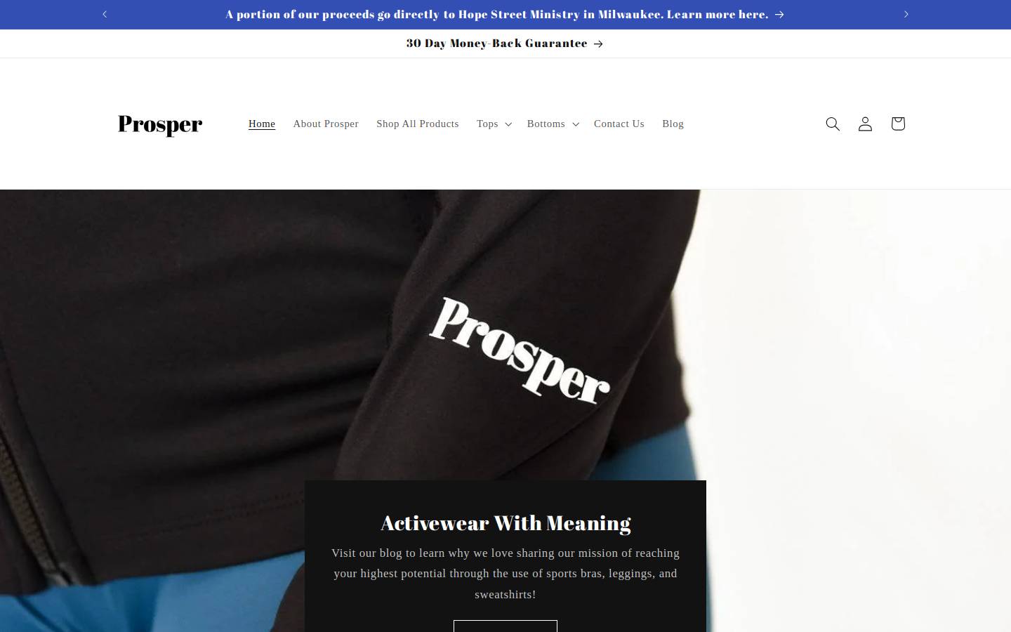 prosperfitclothing.com homepage screenshot
