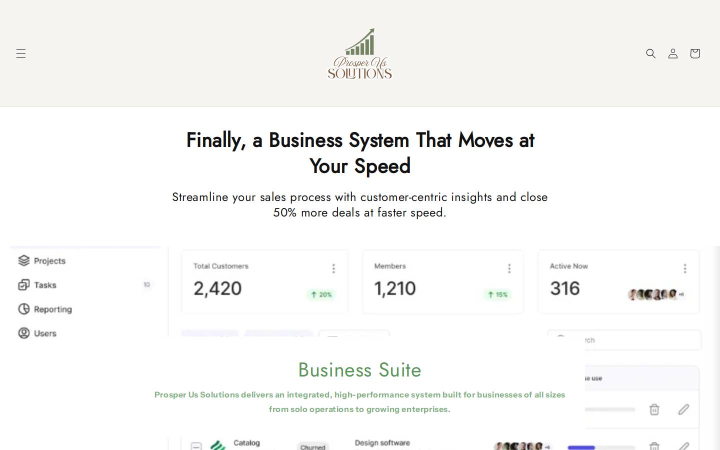 Prosperusinc homepage screenshot