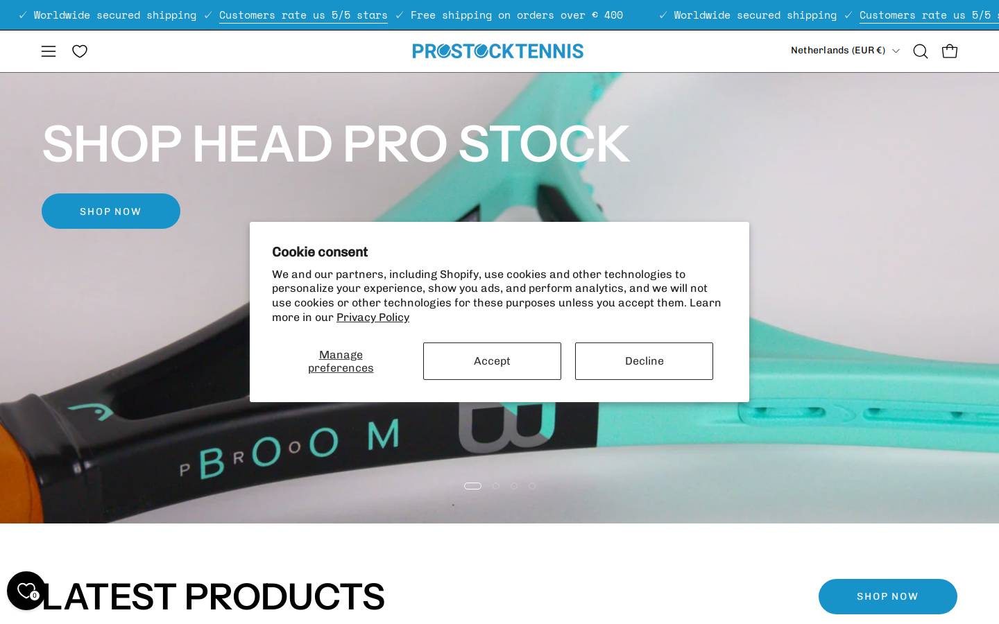prostocktennis.com homepage screenshot