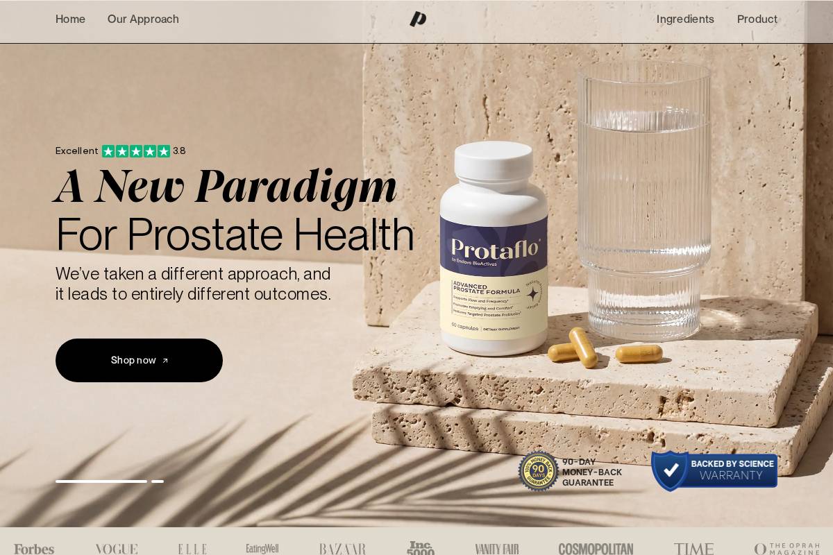 Protaflo homepage screenshot