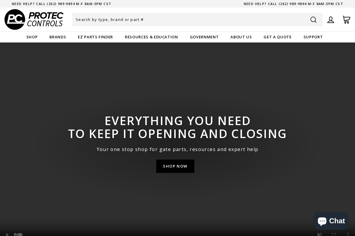 Protec Controls homepage screenshot