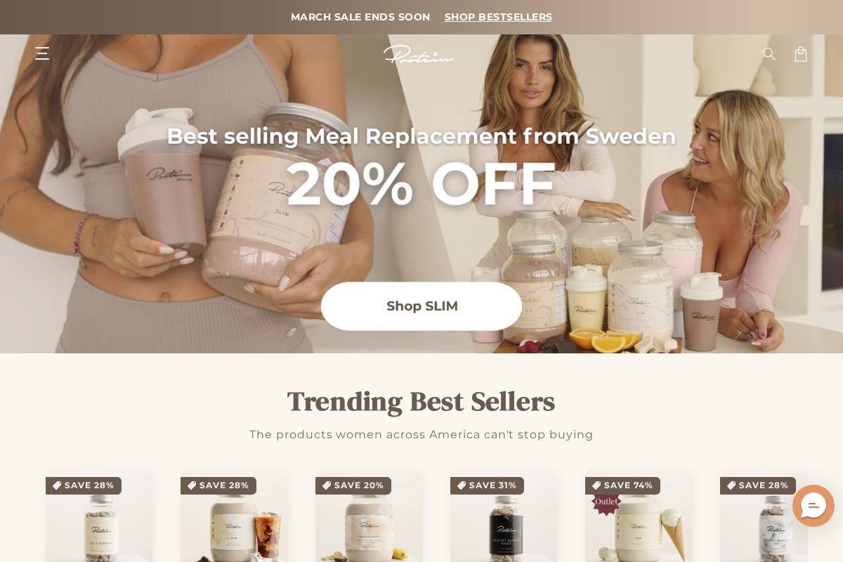 Protein.com homepage screenshot