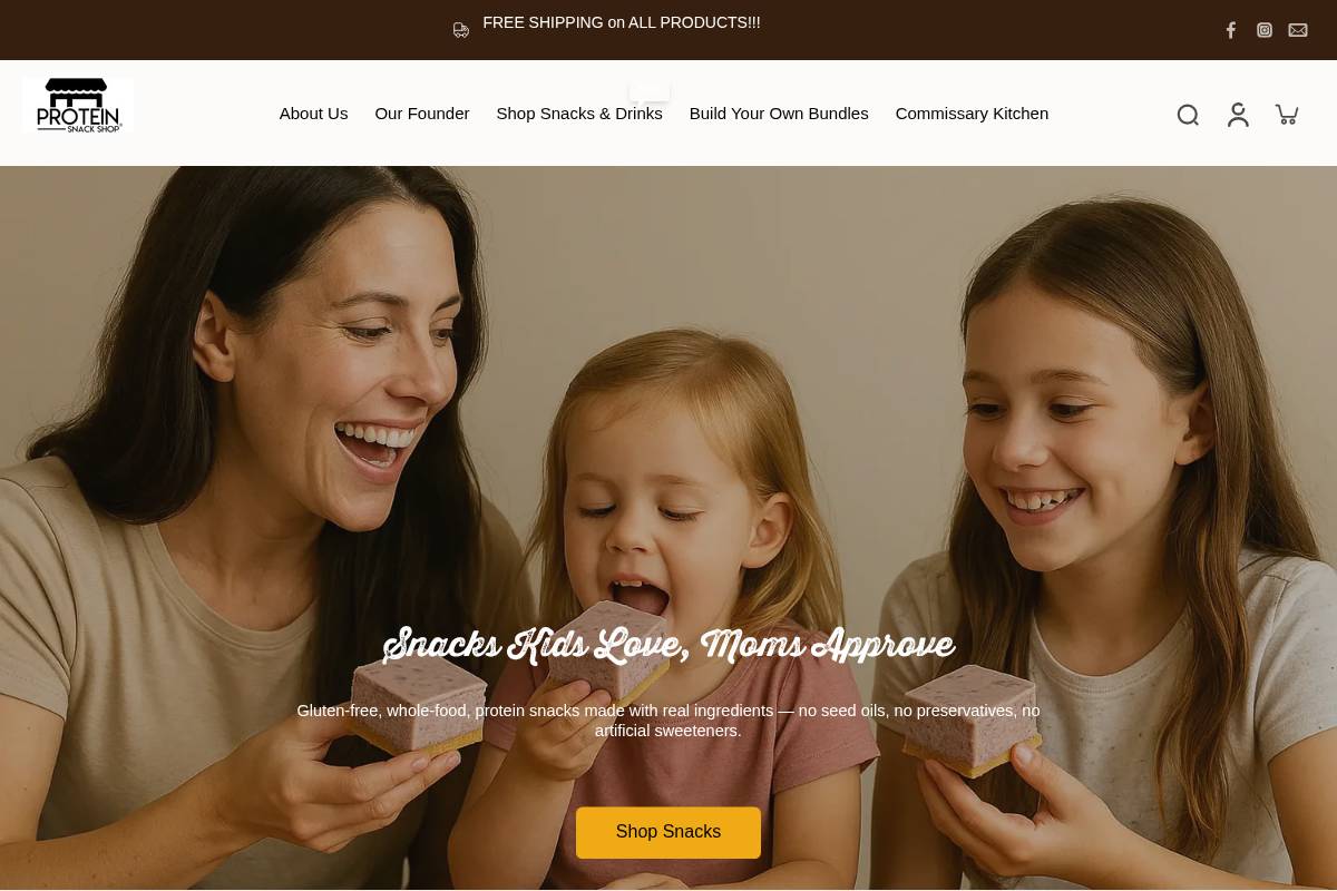 ProteinSnackShop homepage screenshot