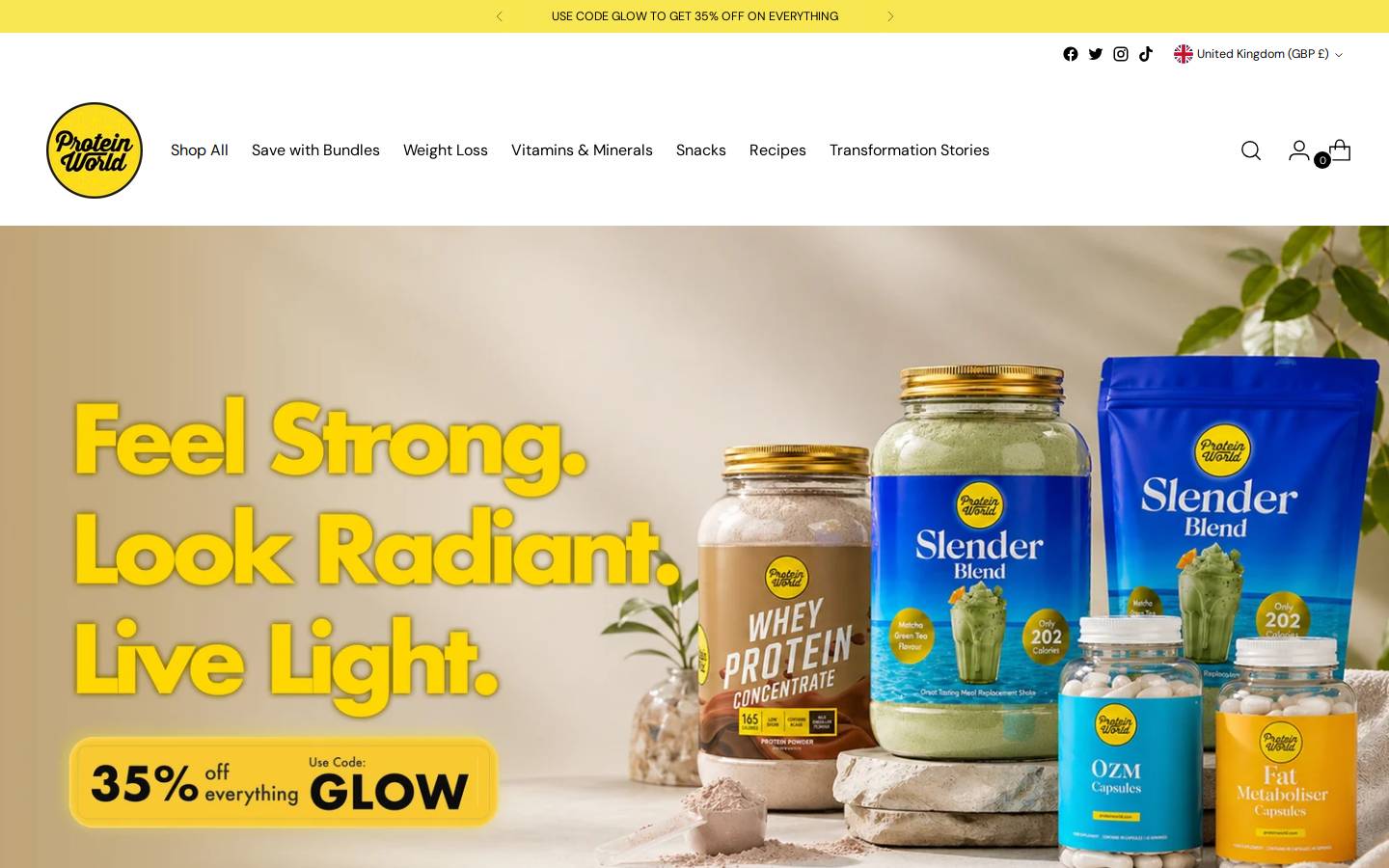 Protein World homepage screenshot