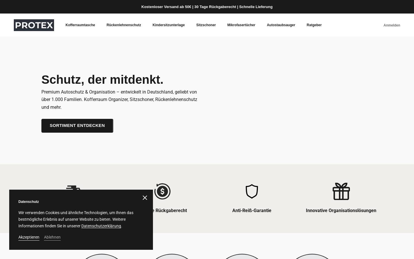 PROTEX homepage screenshot