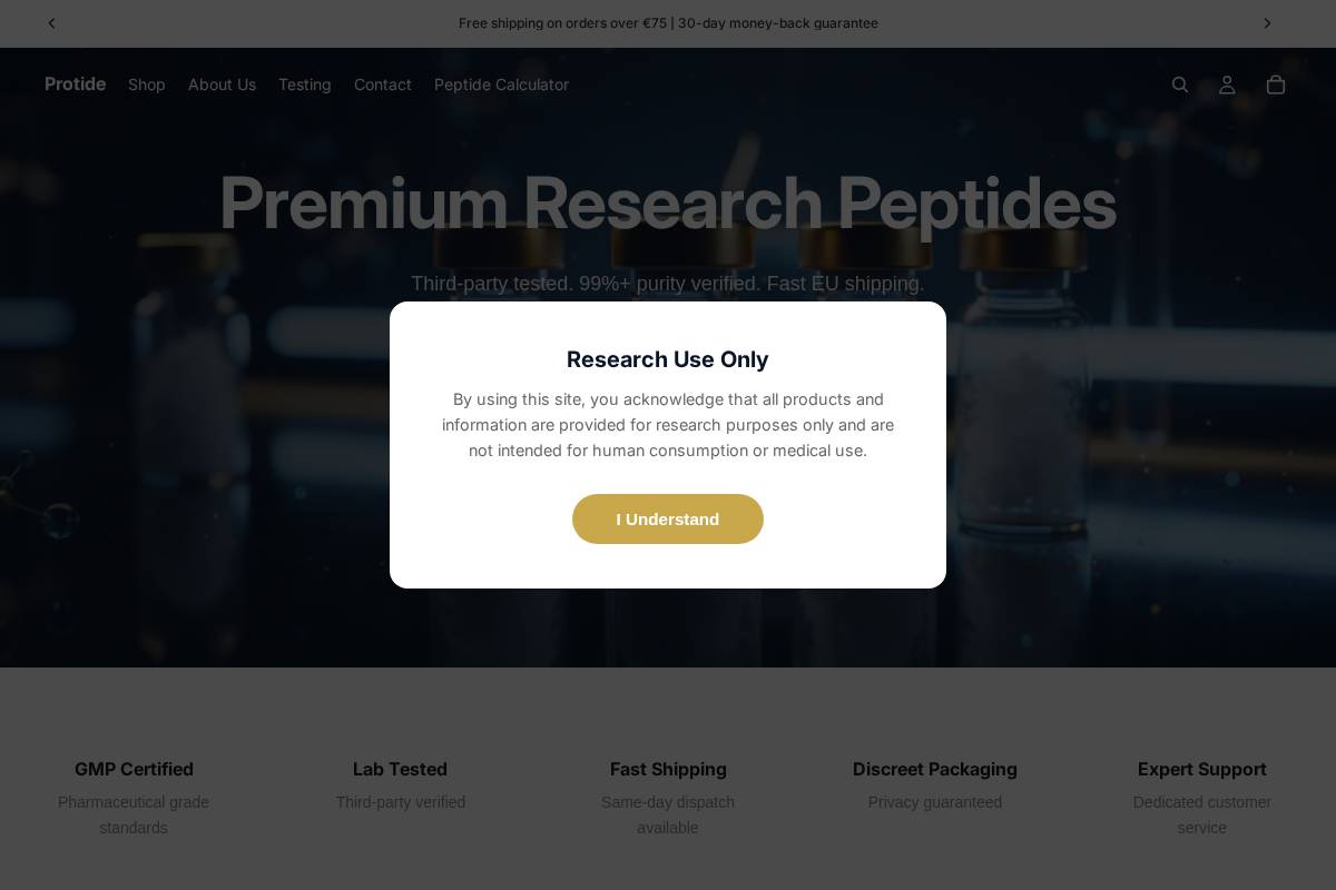protide.store homepage screenshot