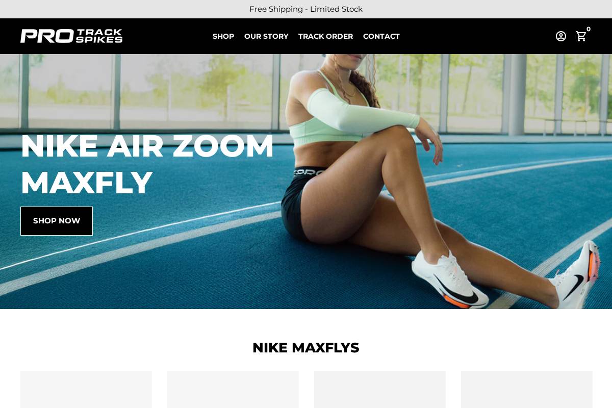 protrackspikes.com homepage screenshot