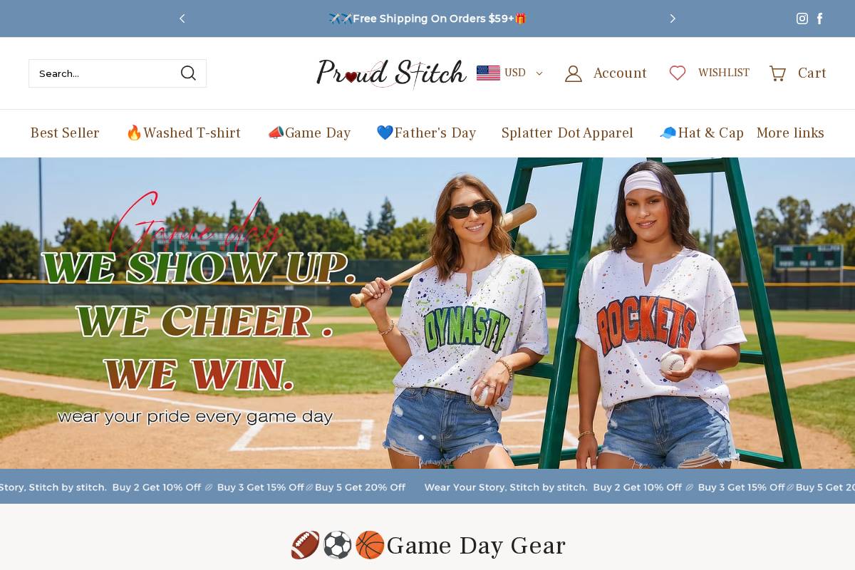 Proudstitch homepage screenshot