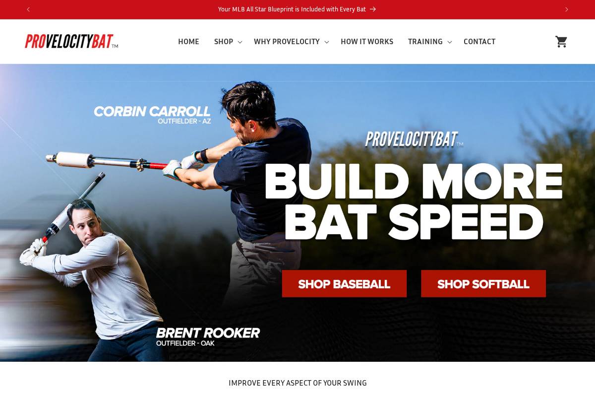 ProVelocity Sports homepage screenshot