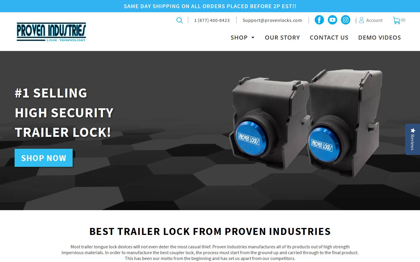 provenlock.com homepage screenshot