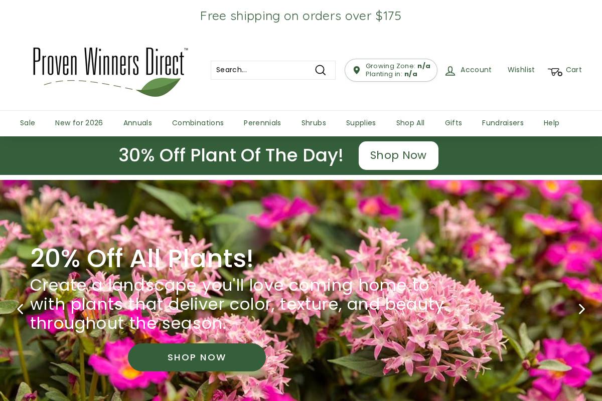 Provenwinnersdirect homepage screenshot