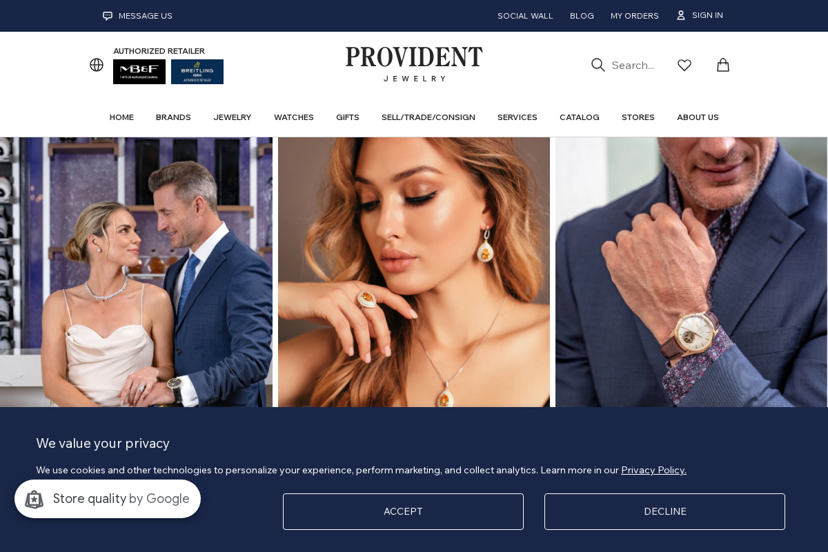 Provident Jewelry  homepage screenshot