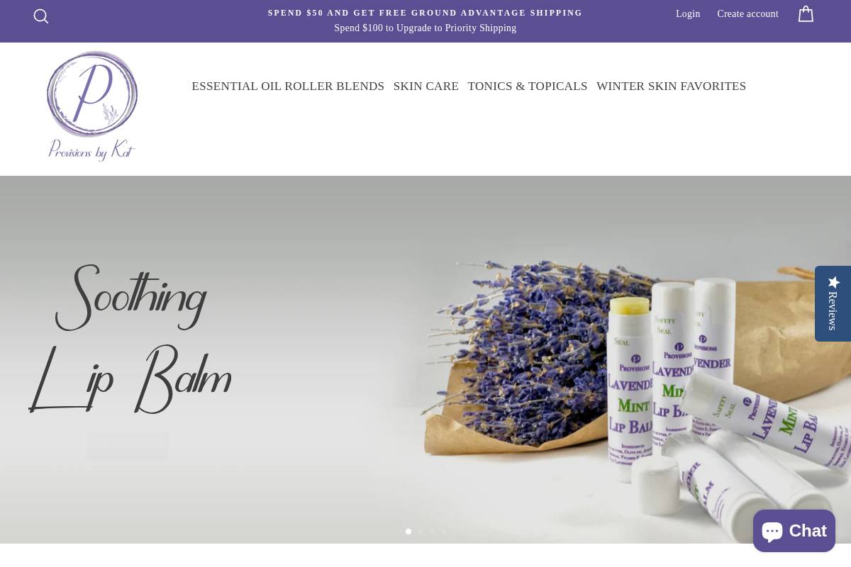 provisionsbykat.com homepage screenshot