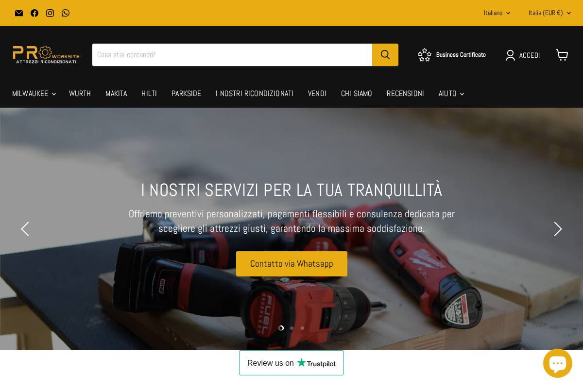 Proworksite homepage screenshot