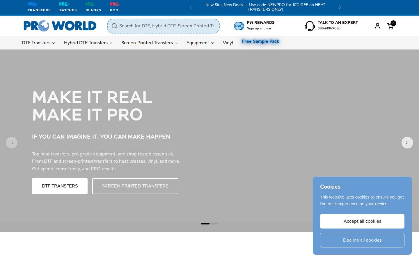 Pro World homepage screenshot