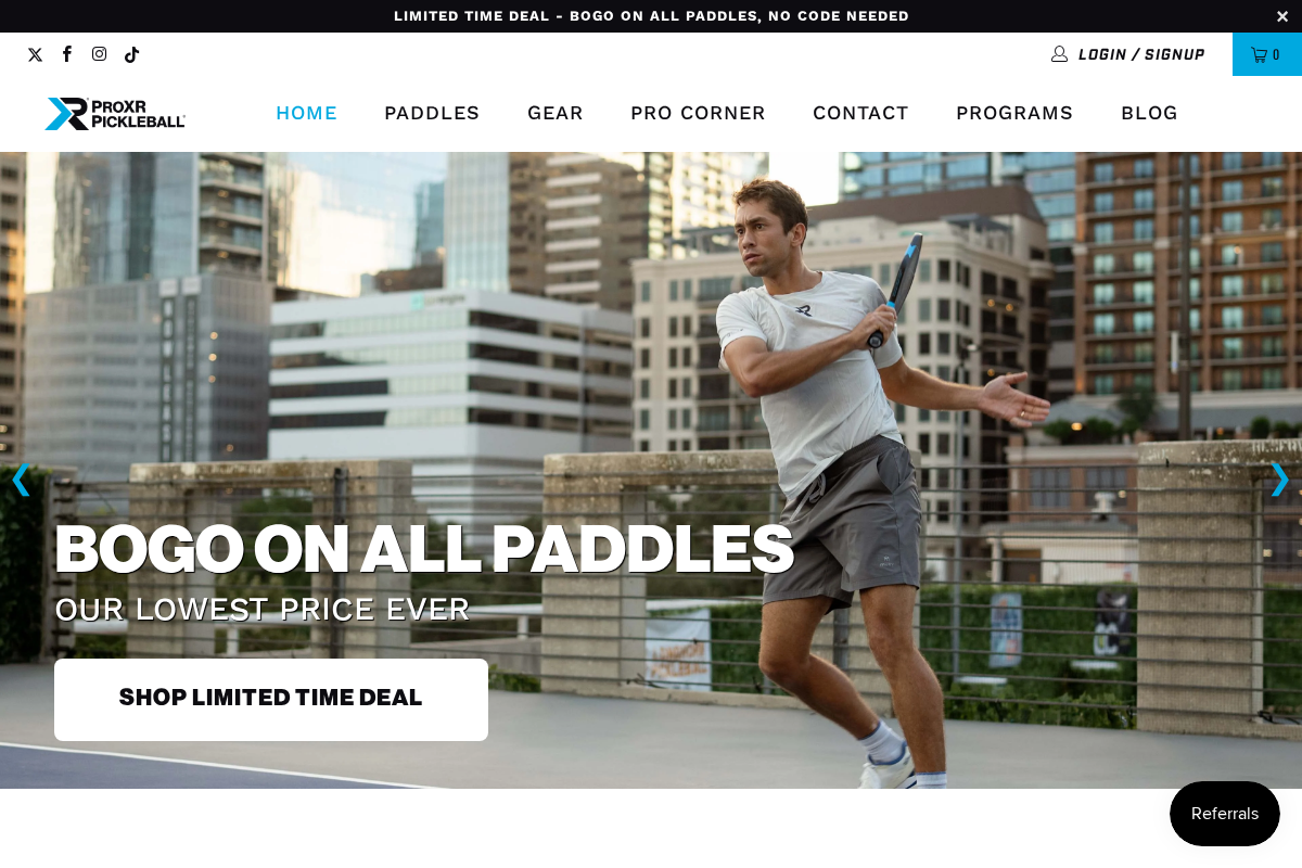 ProXR Pickleball homepage screenshot
