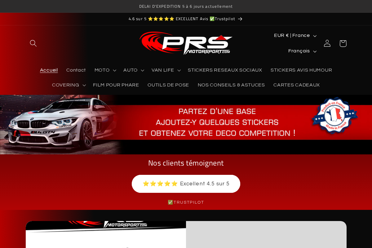 PRSmotorsport Stickers homepage screenshot