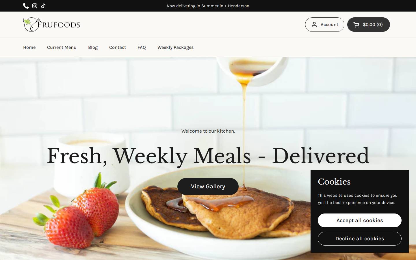 prufoods.com homepage screenshot