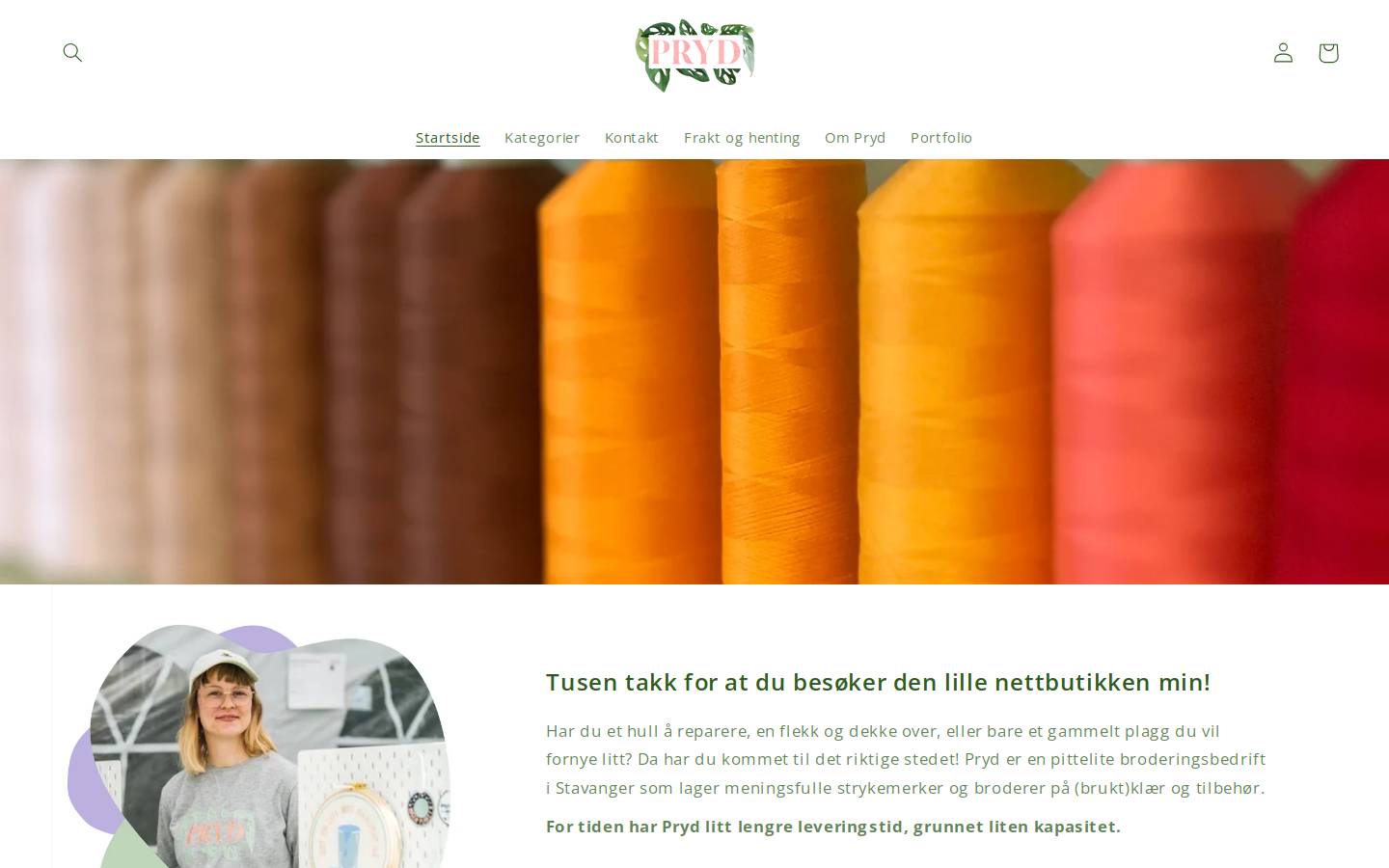 prydbrodering.com homepage screenshot