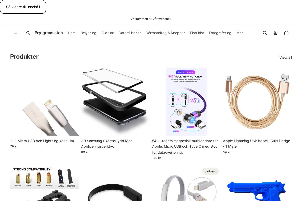 prylgrossisten.com homepage screenshot