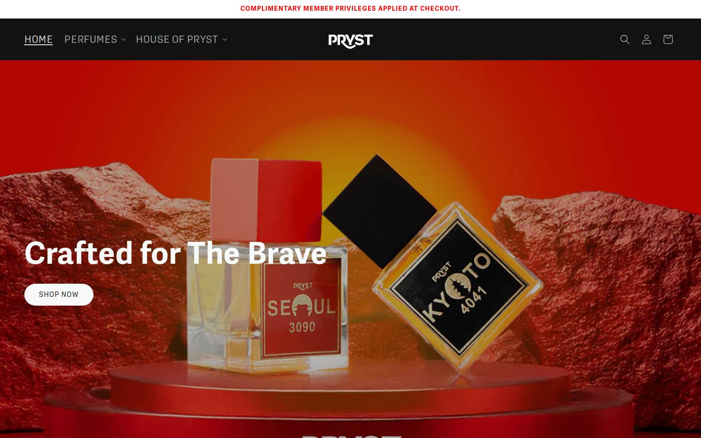 prystperfume.com homepage screenshot