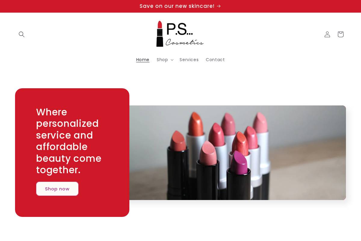 pscosmetics.com homepage screenshot
