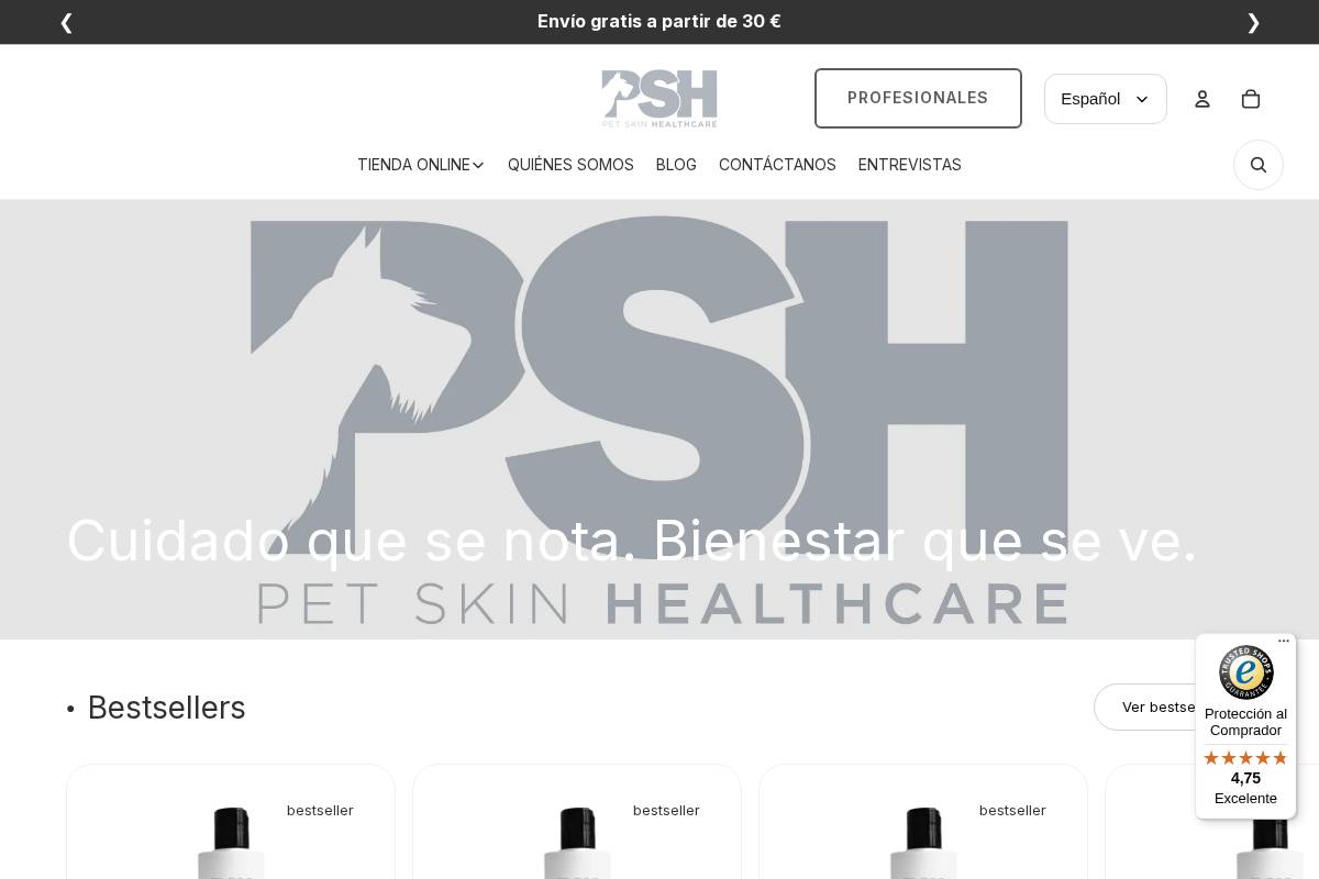 PSH Pet Skin Healthcare homepage screenshot