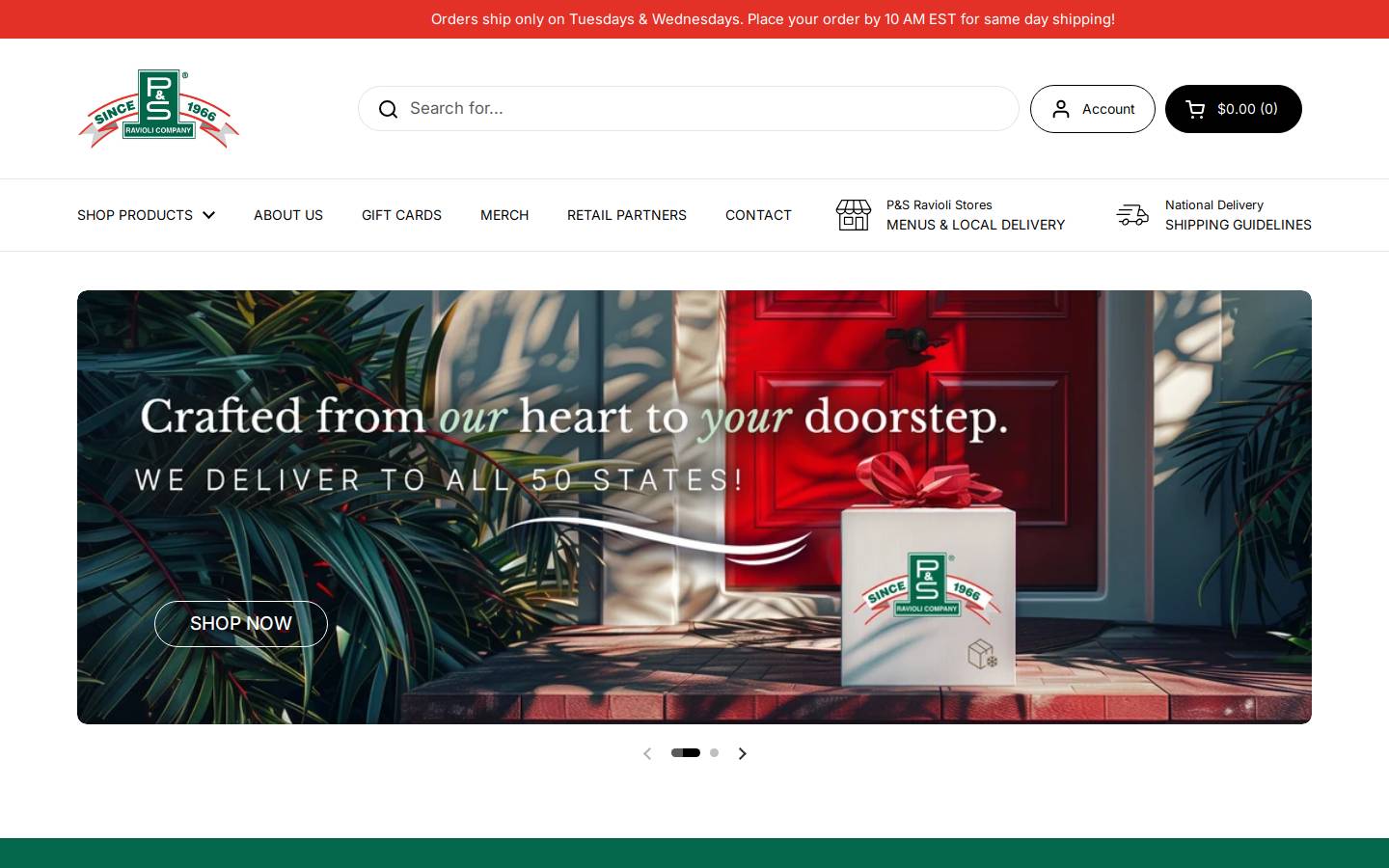 psravioli.com homepage screenshot