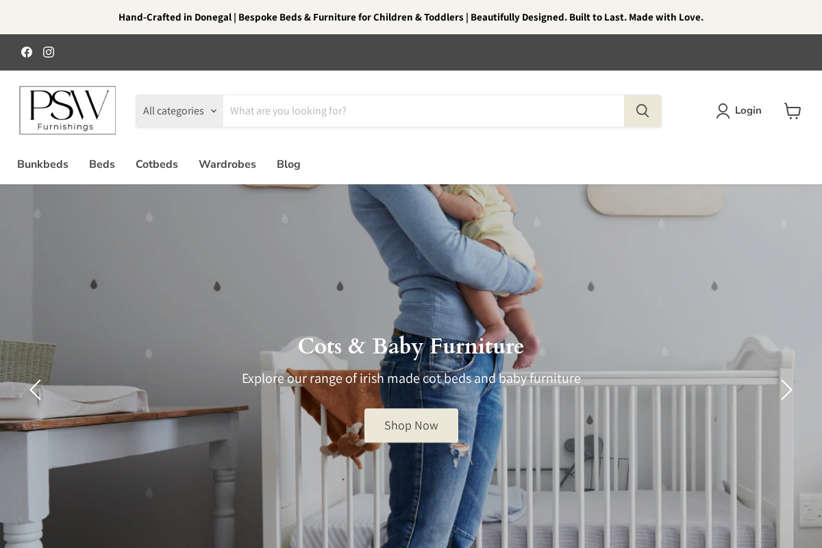 PSW Furnishings homepage screenshot