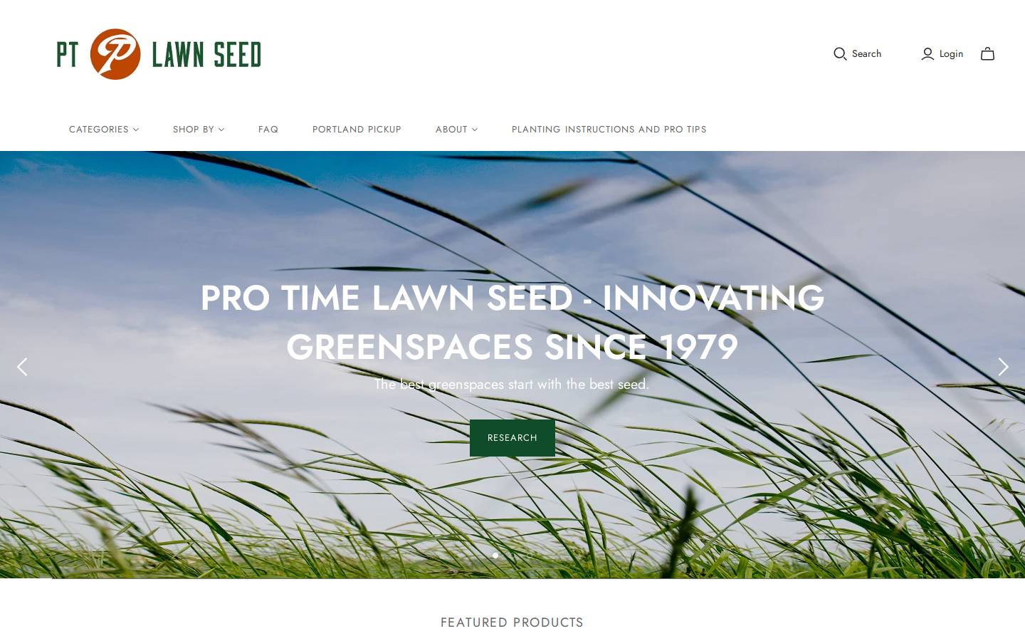 ptlawnseed.com homepage screenshot