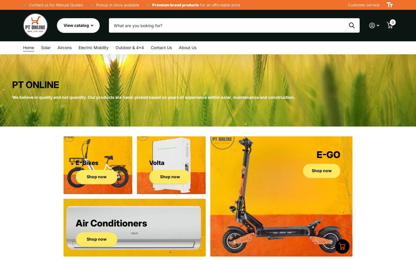 ptonline.co.za homepage screenshot