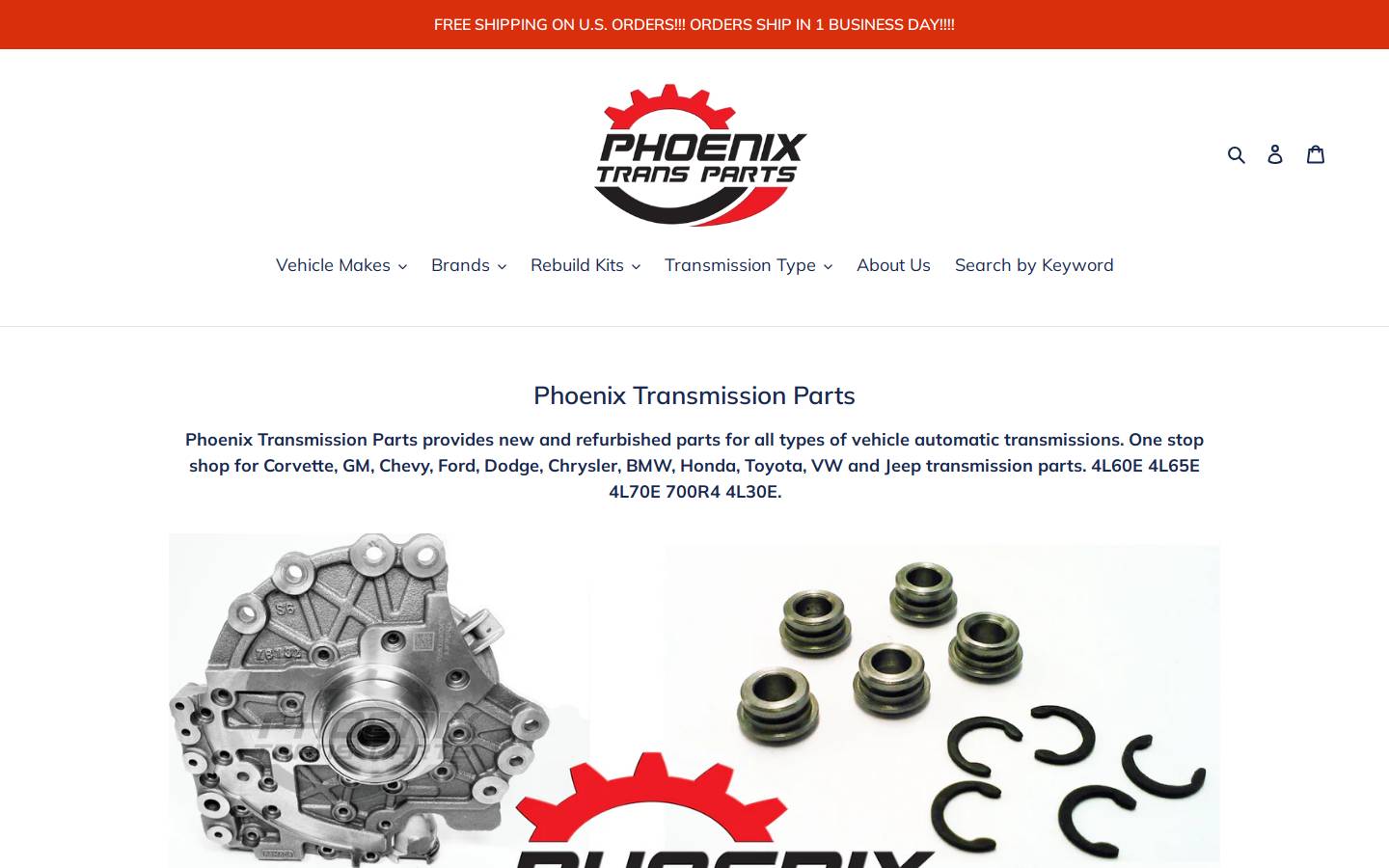 Phoenix Trans Parts homepage screenshot