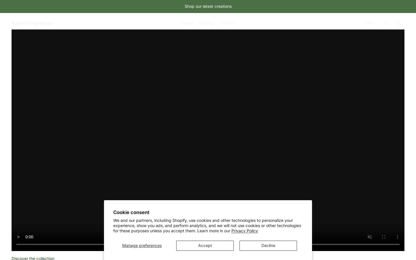 puahsfragrances.com homepage screenshot