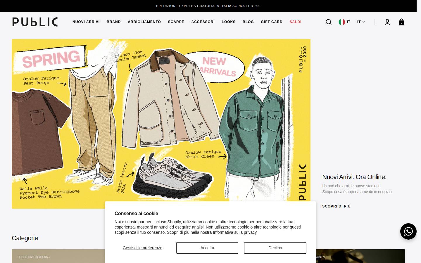 PUBLIC STORE PADOVA homepage screenshot