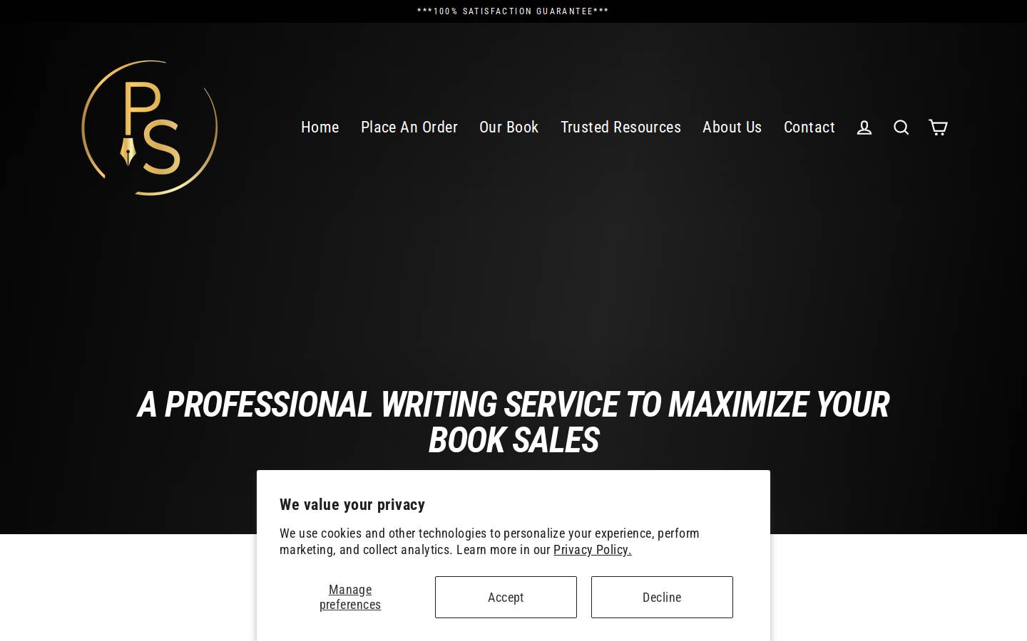 Publishing Services homepage screenshot