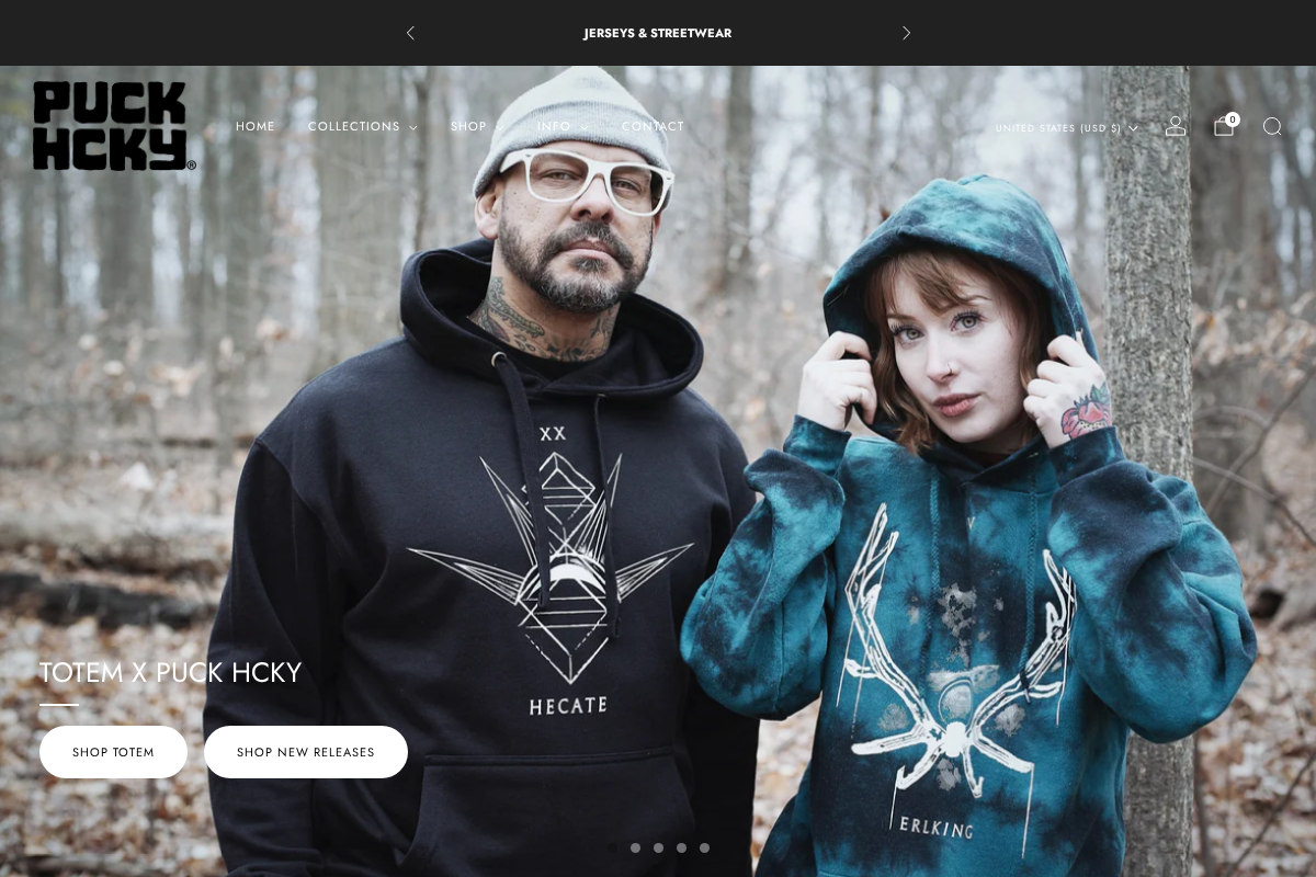 PUCK HCKY homepage screenshot