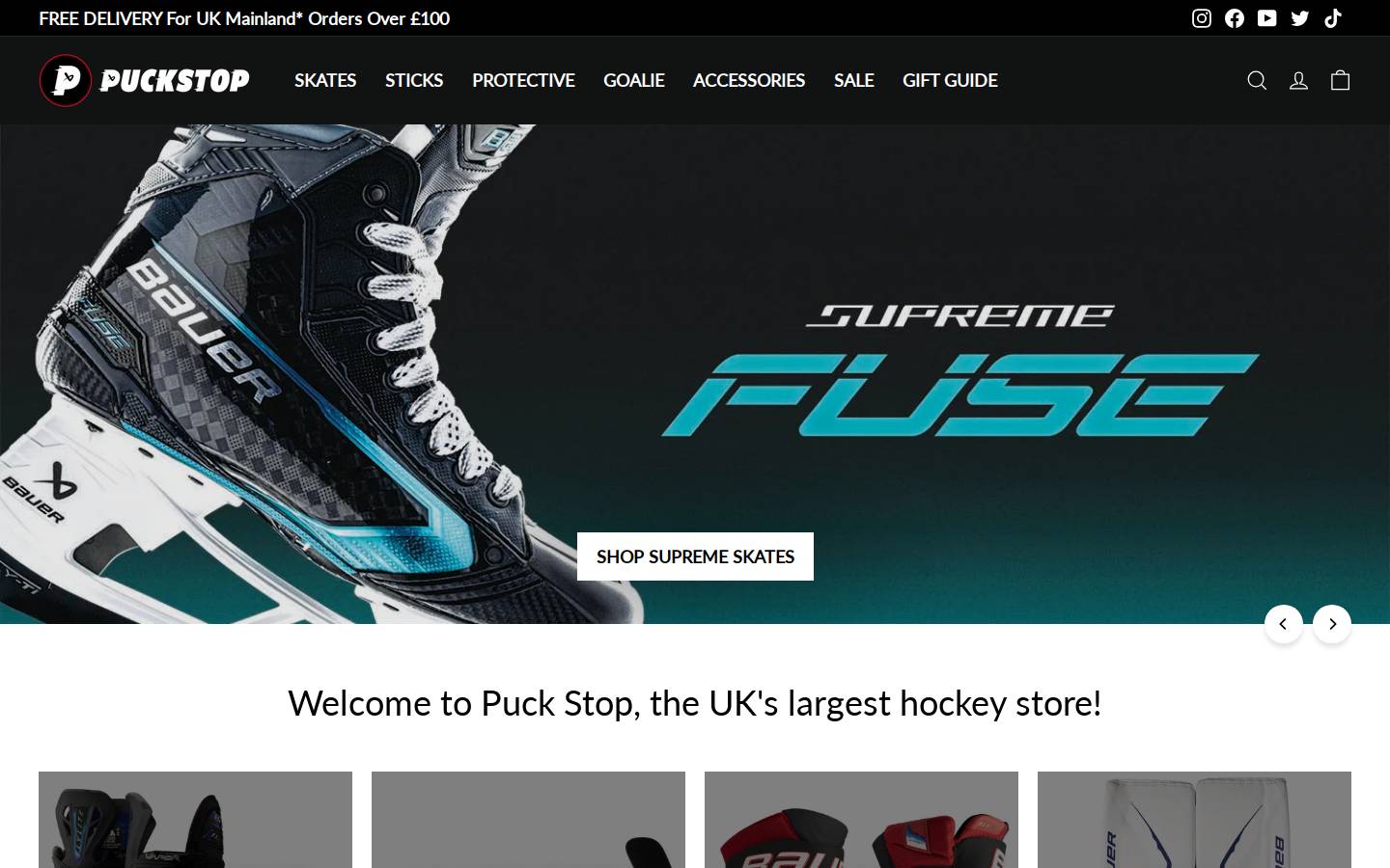 Puckstop.com homepage screenshot
