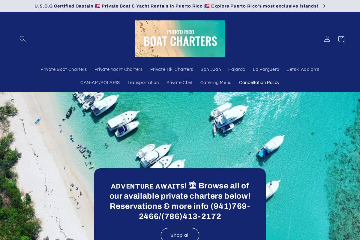 puertoricoboatcharters.info homepage screenshot