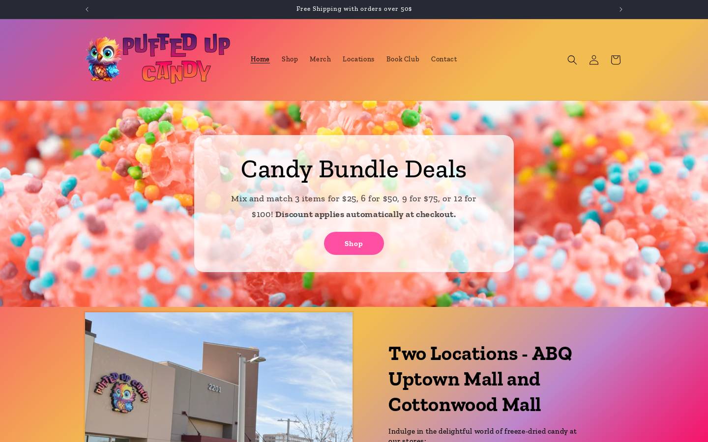 puffedupcandy.com homepage screenshot