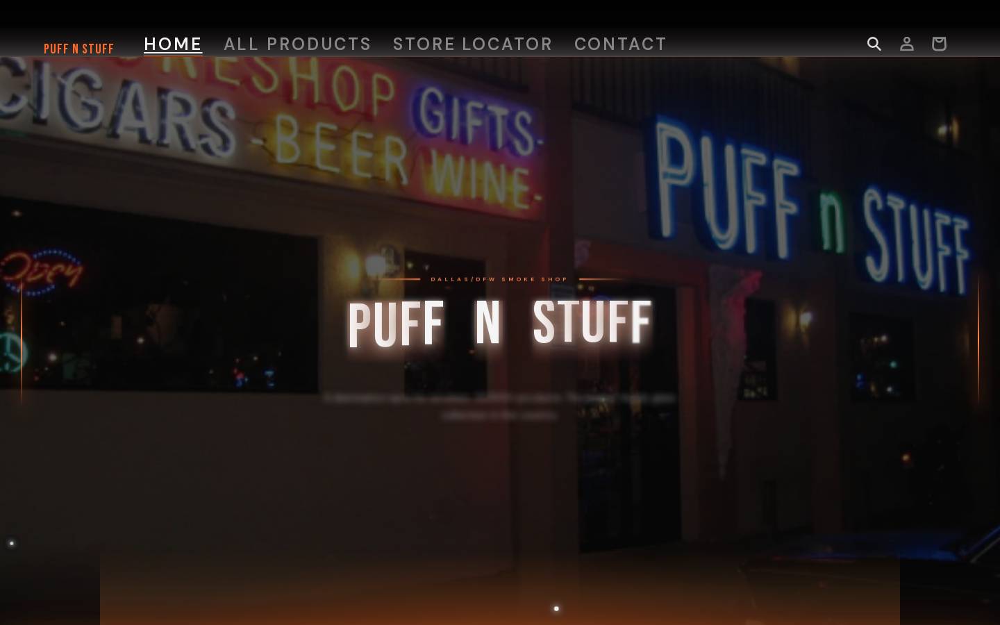 puffnstuffsmokeshop.com homepage screenshot