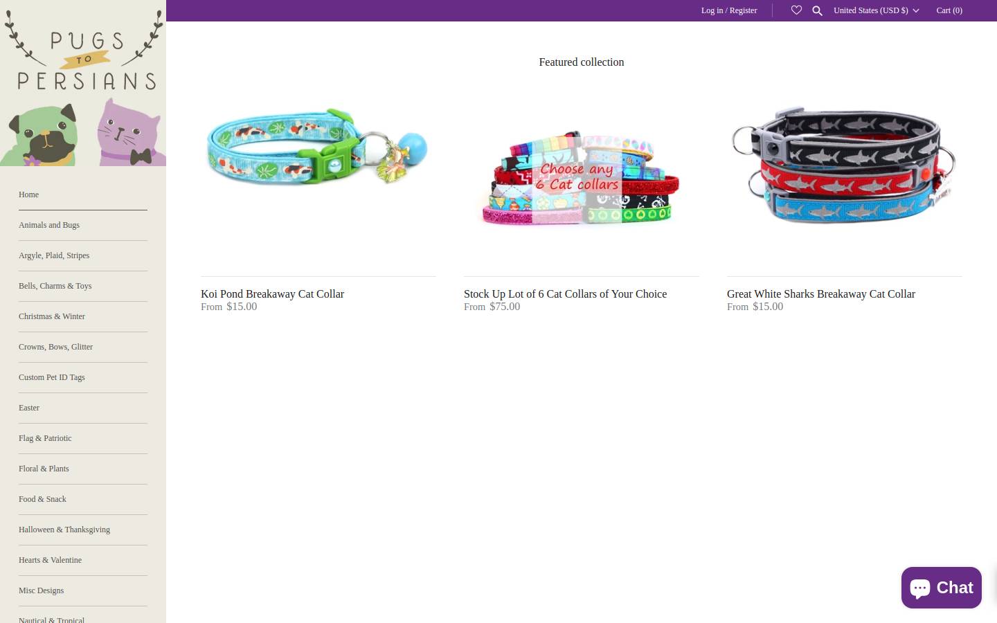 pugstopersians.com homepage screenshot