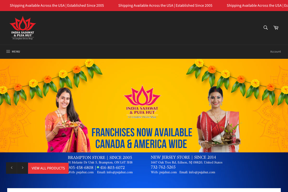 India Sajawat & Puja Hut homepage screenshot