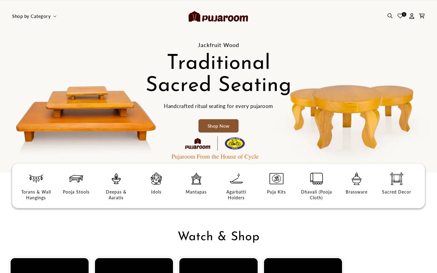pujaroom.com homepage screenshot