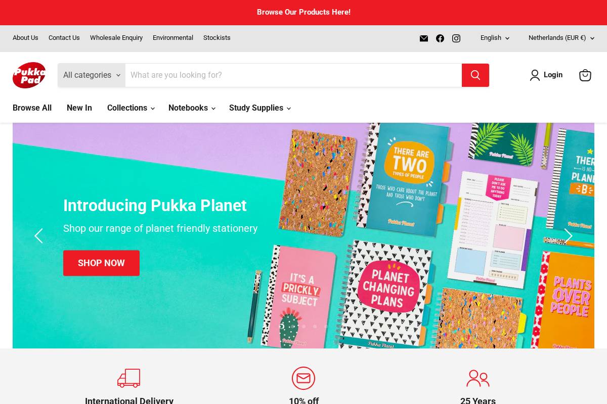 Pukka Pads homepage screenshot