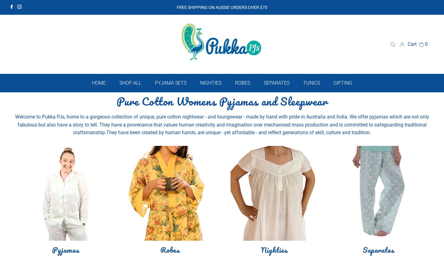 pukkapjs.com.au homepage screenshot