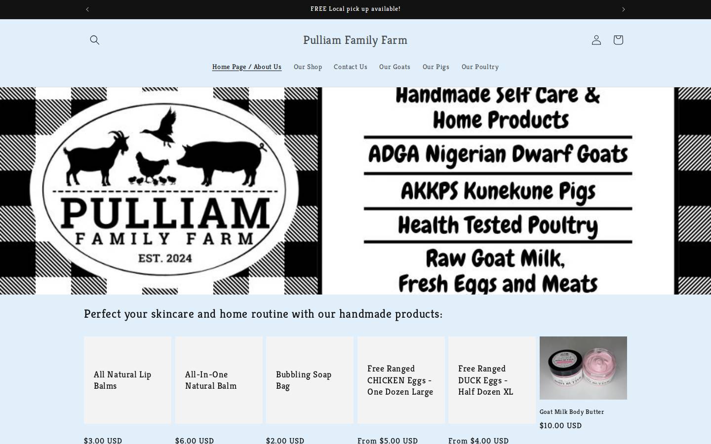 pulliamfamilyfarm.com homepage screenshot