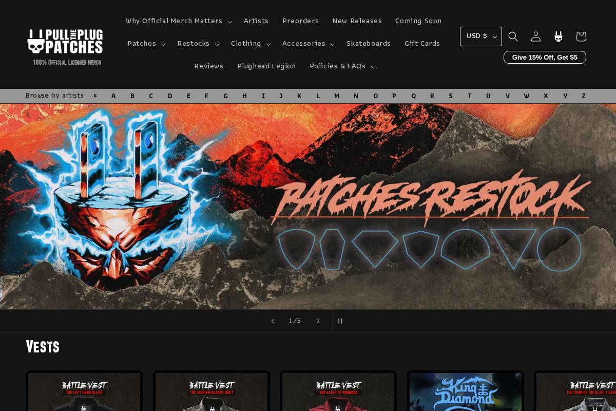 Pulltheplugpatches homepage screenshot
