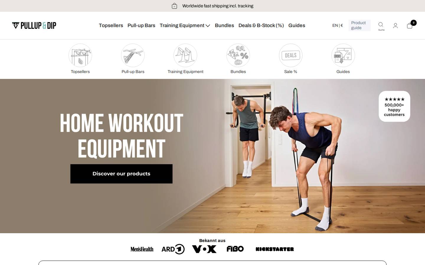 Pullup & Dip homepage screenshot