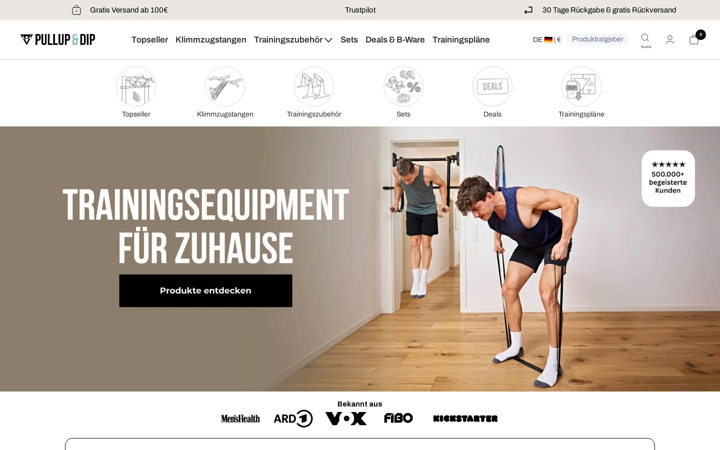 Pullup & Dip homepage screenshot